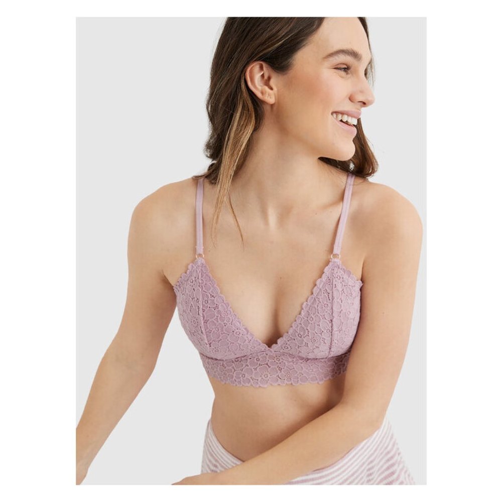 Aerie Womens Medium Pink Lace Padded Bralette
